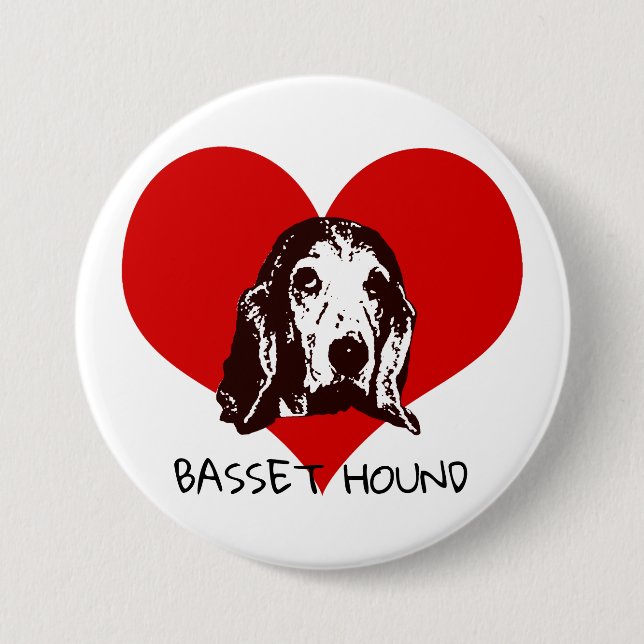 Basset Hound Love 3 Inch Round Button (Front)