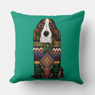 Basset Hound love jade Throw Pillow