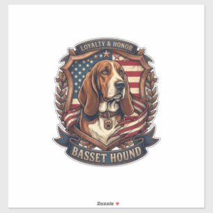 Basset Hound Loyalty Honour Dog American Flag Shie