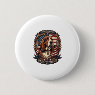 Basset Hound Loyalty Honour Dog American Flag Shie 2 Inch Round Button