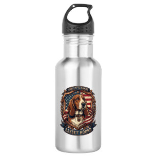 Basset Hound Loyalty Honour Dog American Flag Shie 532 Ml Water Bottle