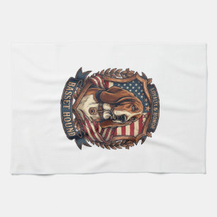 Basset Hound Loyalty Honour Dog American Flag Shie Kitchen Towel