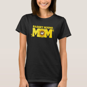 Basset Hound Mom For Women Basset Mom Dog Sunflowe T-Shirt