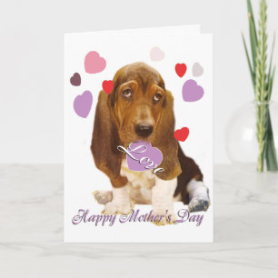Basset  Hound Mothe's Day Card