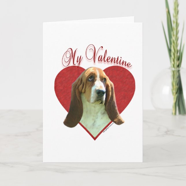 Basset Hound My Valentine Holiday Card (Front)