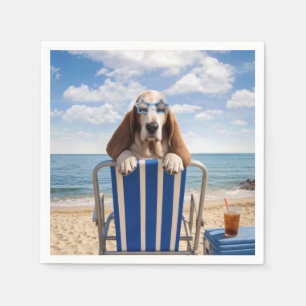 Basset Hound on Beach Chair Napkin