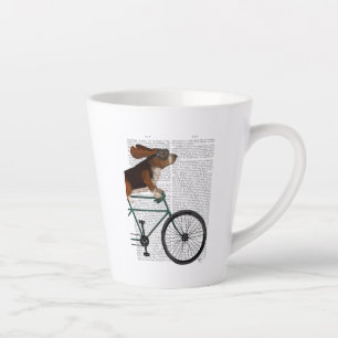 Basset Hound on Bicycle Latte Mug