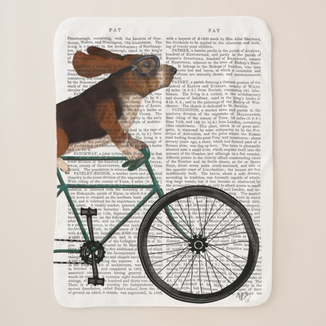 Basset Hound on Bicycle Sherpa Blanket (Front)