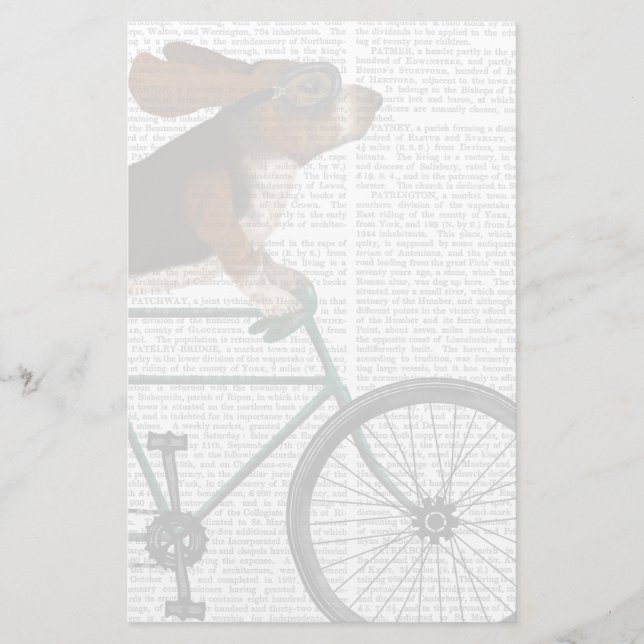 Basset Hound on Bicycle Stationery (Front)
