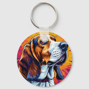 🐶 Basset Hound On Colour Splash For Daily use Keychain