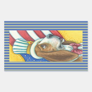 BASSET HOUND ONCLE SAM, CHIENS STICKERS Rec. * Feu