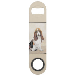 Basset Hound Painting - Cute Original Dog Art Bar Key