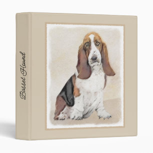 Basset Hound Painting - Cute Original Dog Art Binder