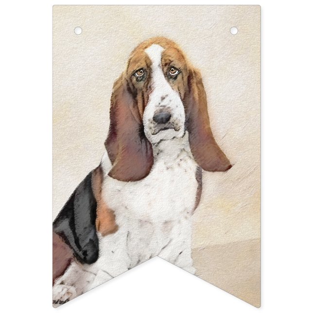 Basset Hound Painting - Cute Original Dog Art Bunting Flags (First Flag)