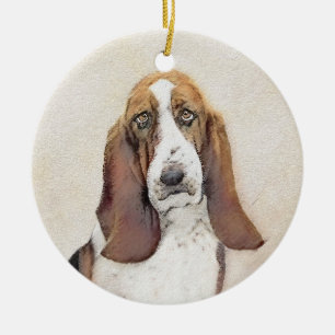 Basset Hound Painting - Cute Original Dog Art Ceramic Ornament