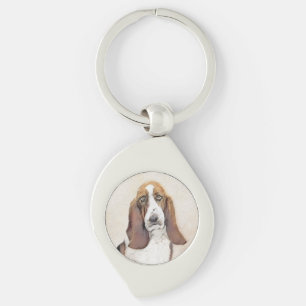 Basset Hound Painting - Cute Original Dog Art Keychain