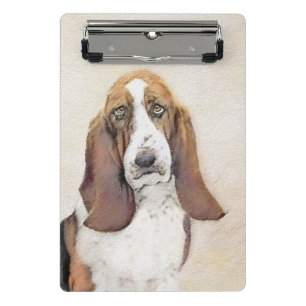 Basset Hound Painting - Cute Original Dog Art Mini Clipboard