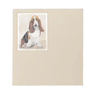 Basset Hound Painting - Cute Original Dog Art Notepad