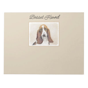 Basset Hound Painting - Cute Original Dog Art Notepad