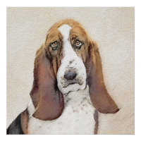 Basset Hound Painting - Cute Original Dog Art