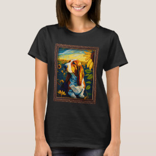 Basset Hound Painting Sunflower Flower Mom Women F T-Shirt