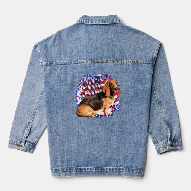 Basset Hound Patriot Denim Jacket (Back)