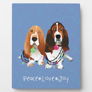 Basset Hound Peace Love Joy Christmas Design Plaque
