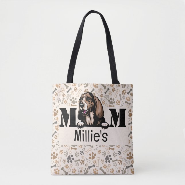 Basset Hound Peeking Personalized Mom  Tote Bag (Front)
