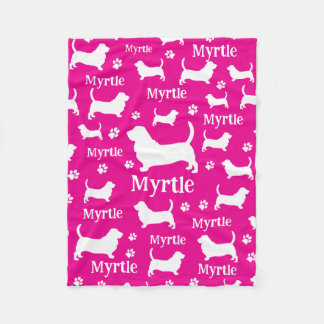 Basset Hound Personalized Dog Blanket Girlie Pink