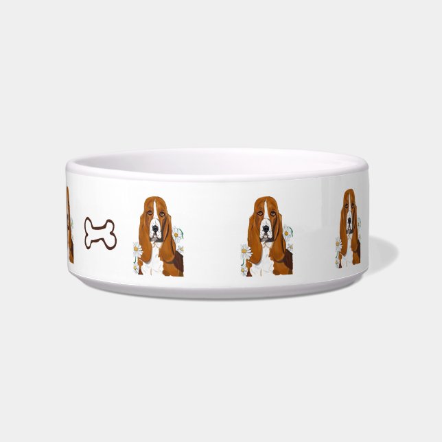 Basset Hound Personalized Dog Dish (Front)