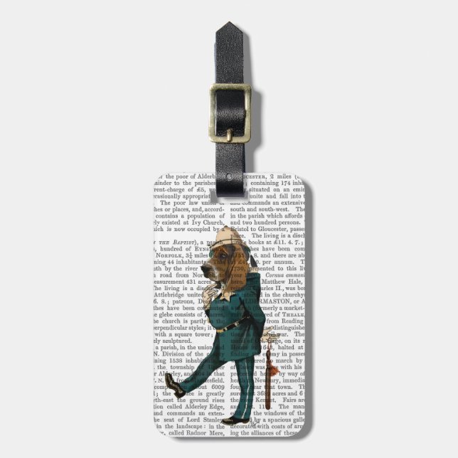 Basset Hound Policeman Luggage Tag (Front Vertical)
