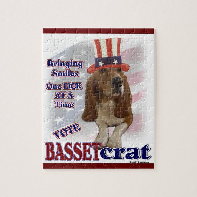 Basset Hound Political Humor Jigsaw Puzzle (Vertical)