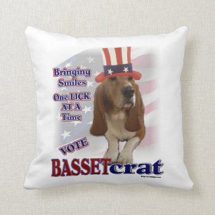 Basset Hound Political Humour Throw Pillow