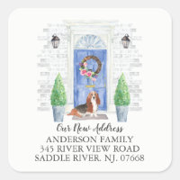 Basset Hound Porte Bleue Nouvelle Adresse Sticker 