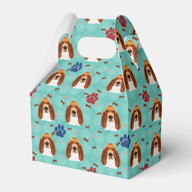 Basset Hound Portrait Favor Box (Front Side)