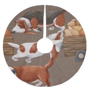 Basset Hound Pumpkin Harvest Pattern Brushed Polyester Tree Skirt