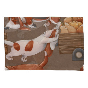 Basset Hound Pumpkin Harvest Pattern Pillowcase