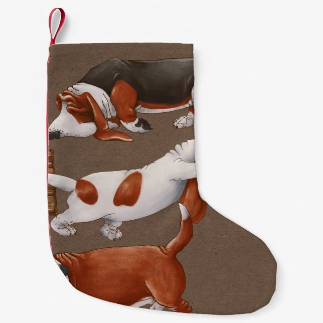 Basset Hound Pumpkin Harvest Pattern Small Christmas Stocking (Front)