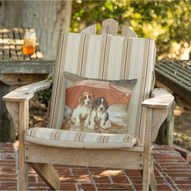 Basset hound puppies under umbrella CC0926 Trood Outdoor Pillow (Chair)