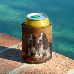 Basset Hound Puppy Autumn Delight Pumpkin  Can Cooler