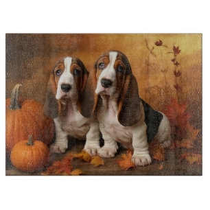 Basset Hound Puppy Autumn Delight Pumpkin  Cutting Board