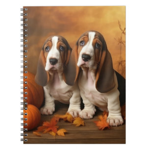 Basset Hound Puppy Autumn Delight Pumpkin  Notebook