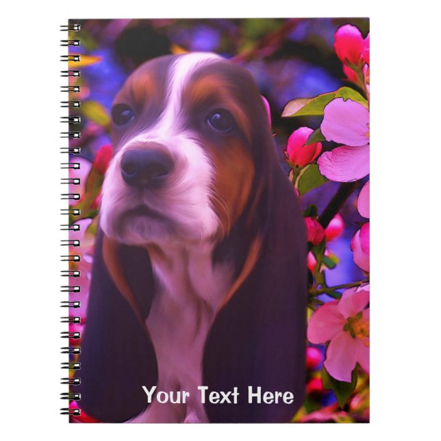 Basset Hound Puppy Fantasy Dog Art Notebook (Front)