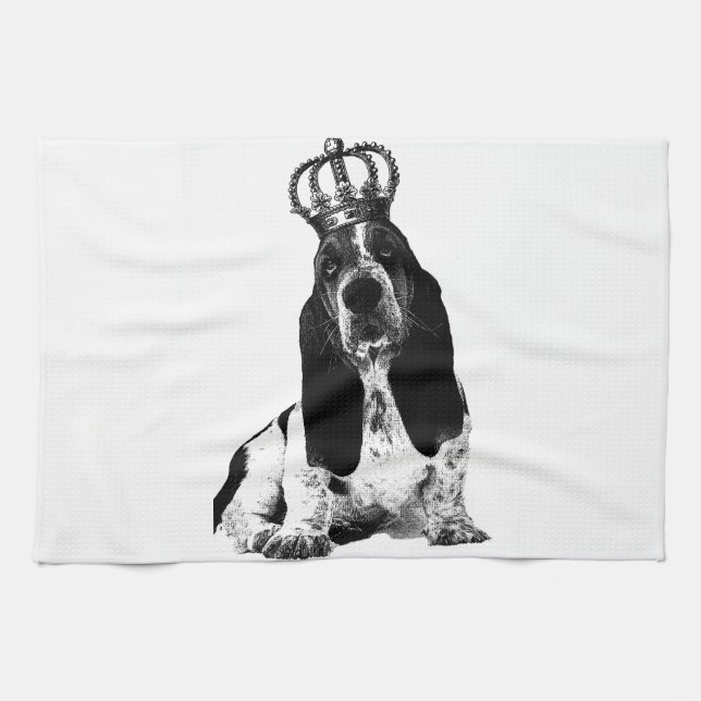 Basset Hound Puppy French Kitchen Towel (Horizontal)