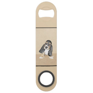 Basset Hound Puppy Painting - Original Dog Art Bar Key
