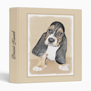 Basset Hound Puppy Painting - Original Dog Art Binder