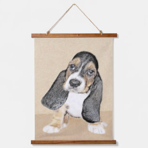 Basset Hound Puppy Painting - Original Dog Art Hanging Tapestry
