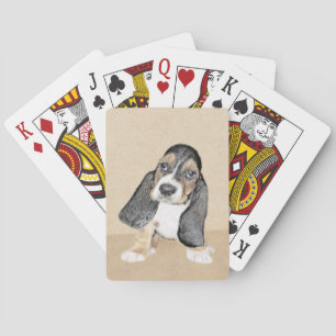 Basset Hound Puppy Painting - Original Dog Art Playing Cards