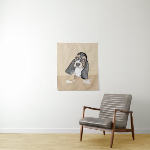 Basset Hound Puppy Painting - Original Dog Art Tapestry