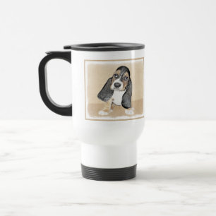 Basset Hound Puppy Painting - Original Dog Art Travel Mug